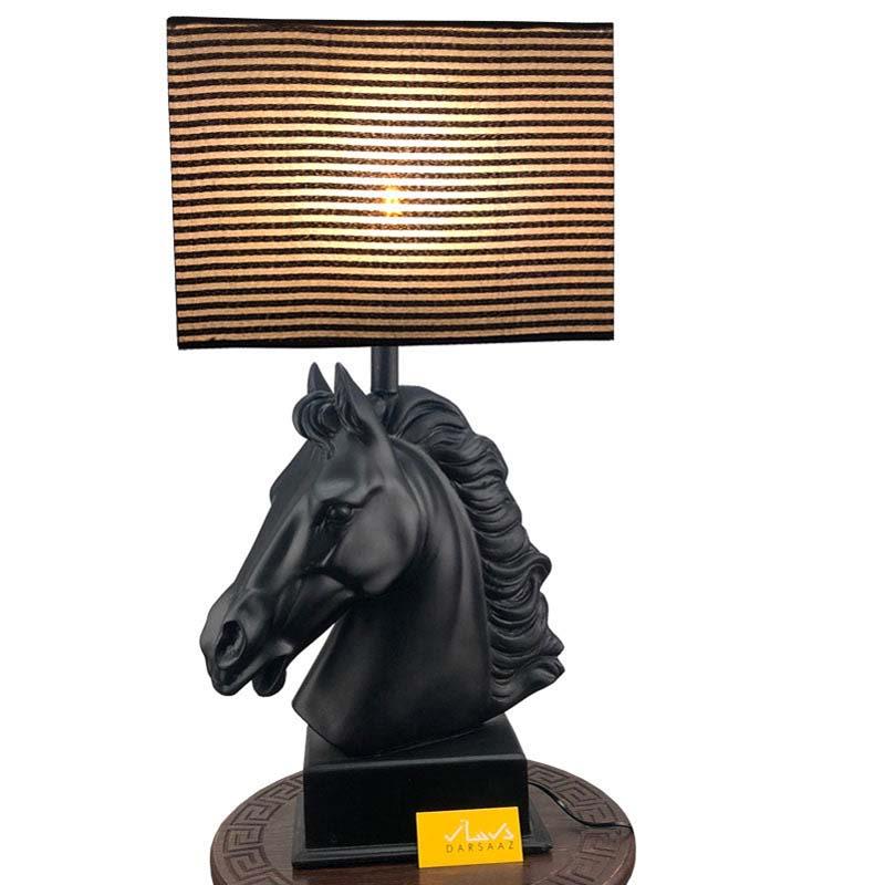 Nordic Black Horse Sculpture Fibre Table Lamp for Room