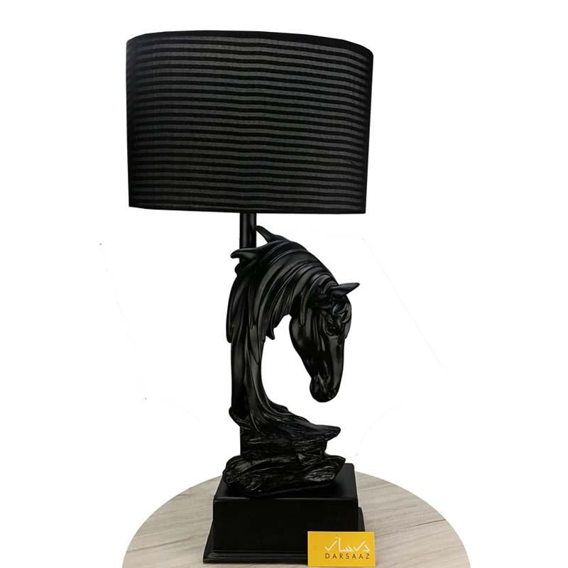 Nordic Black Horse Sculpture Fiber Table Lamps Pakistan by Darsaaz